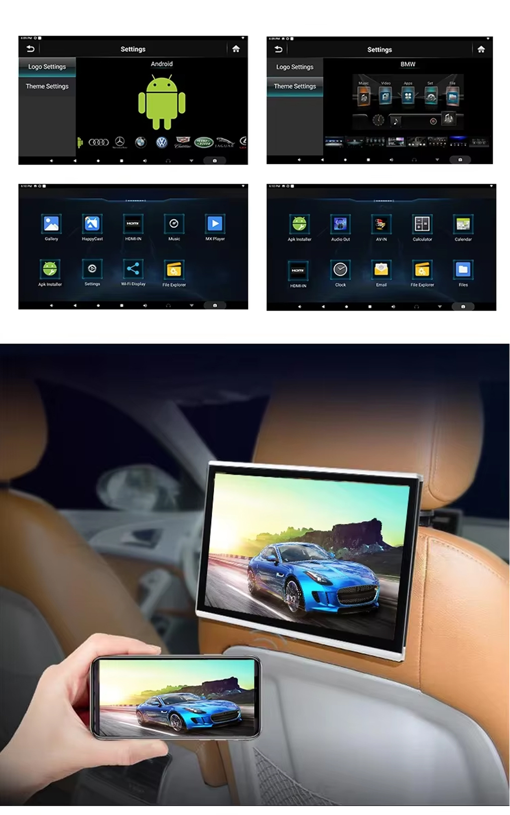 Car headrest player