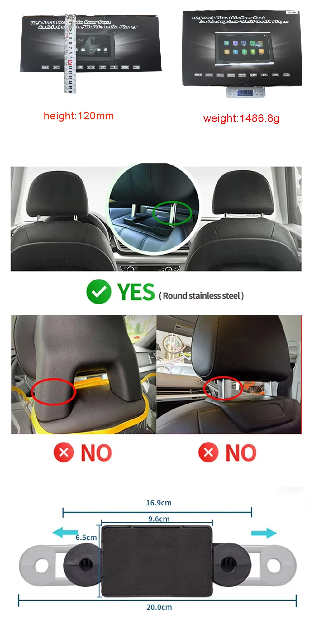 Car headrest player