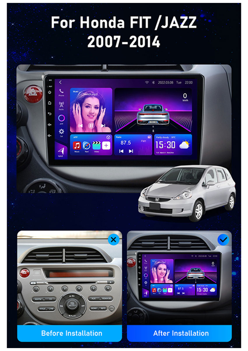 Honda Fit Jazz 2007-2013 telaio lettore android auto